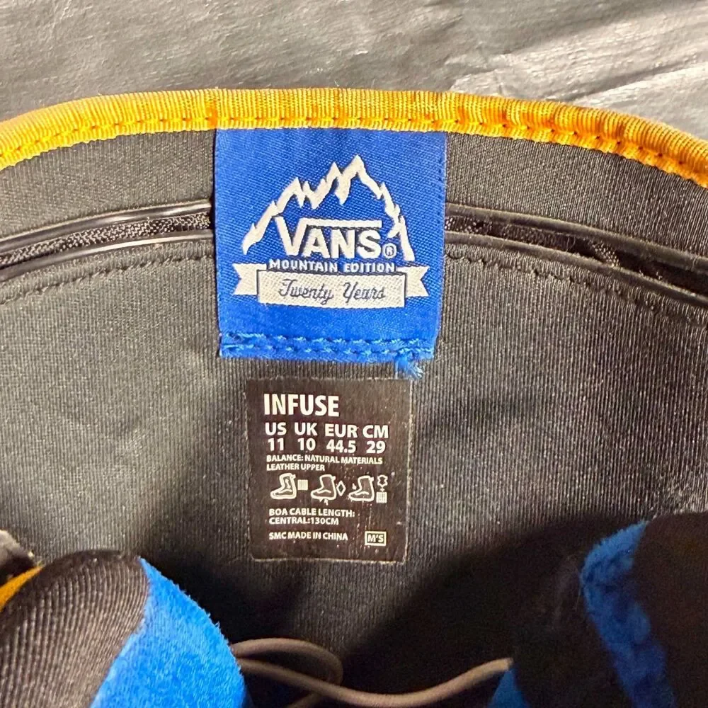 Vans Infuse Snowboard Boots Mens Size 11 Brown Yellow Hybrid BOA Leather RECCO